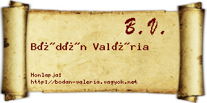 Bódán Valéria névjegykártya